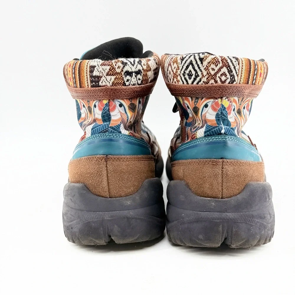 Inkkas Mens Camping Boot Brown Multi Color Tribal Print Hiking Shoes Size 11